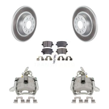 Rear Brake Caliper Coat Rotor And Semi-Metallic Pad Kit For Volkswagen Jetta GTI Audi A3 KCG-100238P