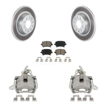 Rear Brake Caliper Coat Rotor & Ceramic Pad Kit For Volkswagen Jetta GTI Audi A3 Quattro KCG-100239C