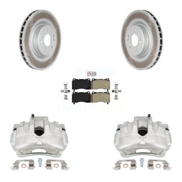 Front Disc Brake Caliper Coat Rotors And Semi-Metallic Pad Kit For Hyundai Genesis Coupe KCG-100239N