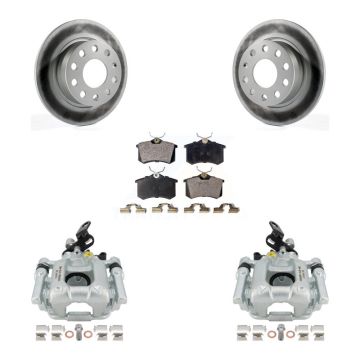 Rear Disc Brake Caliper Coat Rotor And Semi-Metallic Pad Kit For Volkswagen Jetta Beetle KCG-100241P
