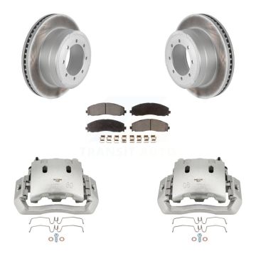 Rear Disc Brake Caliper Coated Rotors And Ceramic Pads Kit For Ford F-450 Super Duty KCG-100244T