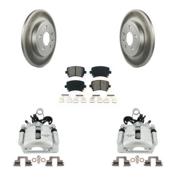 Rear Disc Brake Caliper Coated Rotors And Semi-Metallic Pads Kit For Audi A4 Quattro KCG-100245S