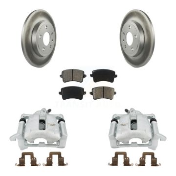 Rear Brake Caliper Coat Rotor Semi-Metallic Pad Kit For 2009 Audi A4 Quattro Sedan/Wagon KCG-100248S