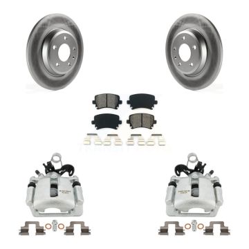 Rear Brake Caliper Coat Rotor Semi-Metallic Pad Kit For 2009 Audi A4 Quattro Convertible KCG-100249S