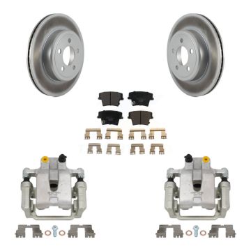 Rear Brake Caliper Coat Rotor & Ceramic Pad Kit For Chrysler 300 Dodge Challenger Magnum KCG-100250T