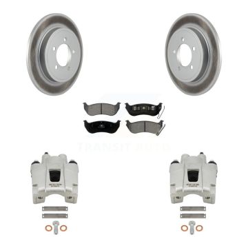 Rear Brake Caliper Coat Rotor Semi-Metallic Pad Kit For Ford Explorer Sport Trac Mercury KCG-100251S