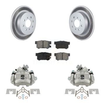 Rear Disc Brake Caliper Coated Rotors And Semi-Metallic Pad Kit For Honda Civic Acura EL KCG-100252S
