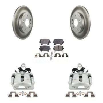 Rear Disc Brake Caliper Coated Rotors And Semi-Metallic Pads Kit For Audi A4 Quattro KCG-100253P