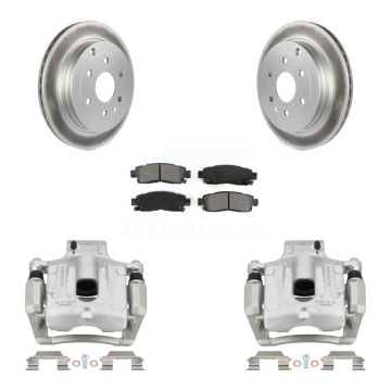 Rear Brake Caliper Coat Rotors Semi-Metallic Pad Kit For GMC Acadia Buick Enclave Saturn KCG-100255S