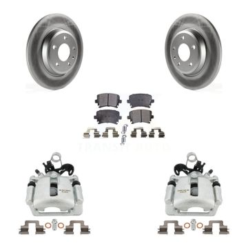 Rear Brake Caliper Coat Rotor Semi-Metallic Pad Kit For 2009 Audi A4 Quattro Convertible KCG-100257P