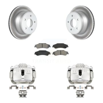Rear Brake Caliper Coat Rotor & Semi-Metallic Pad Kit For Chevrolet GMC Blazer S10 Jimmy KCG-100257S