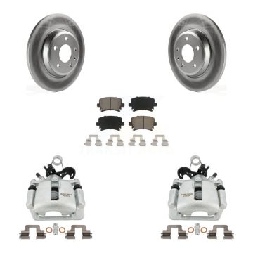 Rear Disc Brake Caliper Coat Rotors Ceramic Pad Kit For 2009 Audi A4 Quattro Convertible KCG-100258C