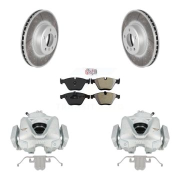 Front Brake Caliper Coat Rotor Semi-Metallic Pad Kit For 2013 BMW 328i Convertible/Coupe KCG-100258N