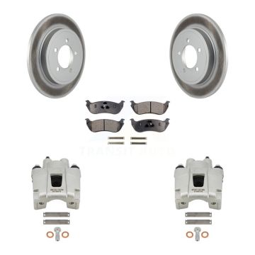 Rear Disc Brake Caliper Coated Rotor And Semi-Metallic Pad Kit For Ford Explorer Mercury KCG-100258P