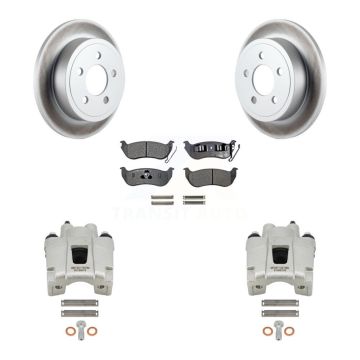 Rear Disc Brake Caliper Coated Rotors And Ceramic Pads Kit For Jeep Liberty Wrangler TJ KCG-100258T