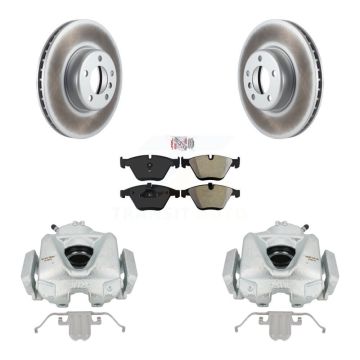 Front Brake Caliper Coat Rotor Semi-Metallic Pad Kit For 2013 BMW 328i Convertible/Coupe KCG-100259N