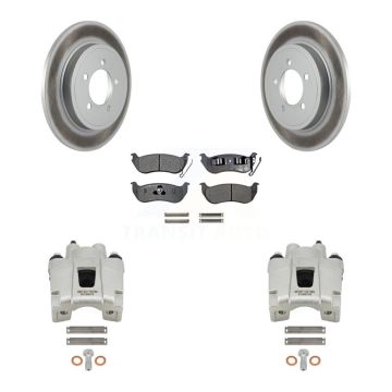 Rear Brake Caliper Coat Rotor Semi-Metallic Pad Kit For Ford Explorer Sport Trac Mercury KCG-100259P