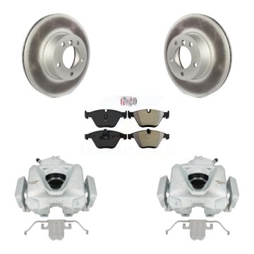 Front Disc Brake Caliper Coat Rotor & Semi-Metallic Pad Kit For BMW 328i xDrive X1 328xi KCG-100260N