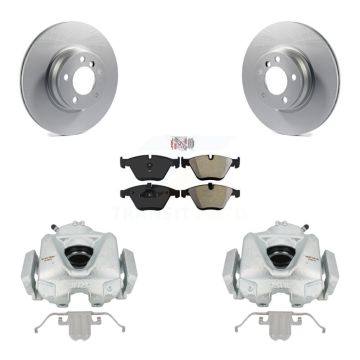 Front Disc Brake Caliper Coated Rotors And Semi-Metallic Pads Kit For BMW 328i KCG-100261N