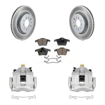 Rear Disc Brake Caliper Coated Rotors And Semi-Metallic Pad Kit For 2003-2014 Volvo XC90 KCG-100261P