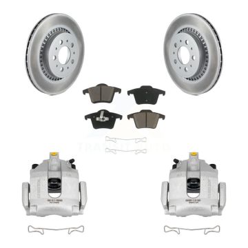 Rear Disc Brake Caliper Coated Rotors And Ceramic Pads Kit For 2003-2014 Volvo XC90 KCG-100262C