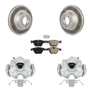 Front Disc Brake Caliper Coat Rotor & Semi-Metallic Pad Kit For BMW 328i xDrive X1 328xi KCG-100262N