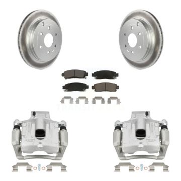 Rear Brake Caliper Coat Rotor And Ceramic Pad Kit For GMC Acadia Buick Enclave Chevrolet KCG-100264C