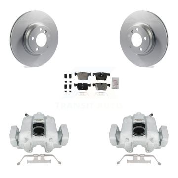 Front Disc Brake Caliper Coated Rotors And Semi-Metallic Pads Kit For BMW 330e KCG-100265N