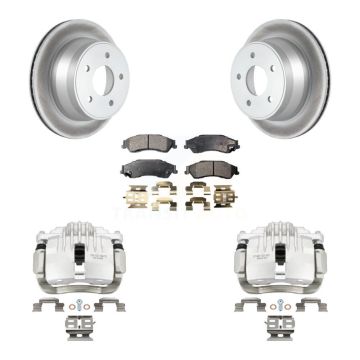 Rear Brake Caliper Coat Rotor & Semi-Metallic Pad Kit For Chevrolet GMC Blazer S10 Jimmy KCG-100265P