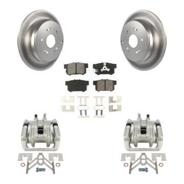 Rear Disc Brake Caliper Coated Rotors And Semi-Metallic Pad Kit For Honda CR-V Acura RDX KCG-100265S