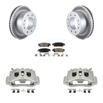 Rear Brake Caliper Coat Rotor & Ceramic Pad Kit For Chevrolet Suburban With 8 Lug Wheels KCG-100265T
