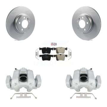 Front Disc Brake Caliper Coated Rotors And Semi-Metallic Pads Kit For BMW 330e KCG-100266N