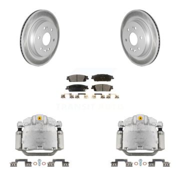 Rear Brake Caliper Coat Rotor Ceramic Pad Kit For Chevrolet Silverado 1500 LD GMC Sierra KCG-100266T