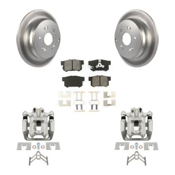 Rear Disc Brake Caliper Coated Rotors And Semi-Metallic Pad Kit For Honda CR-V Acura RDX KCG-100267S