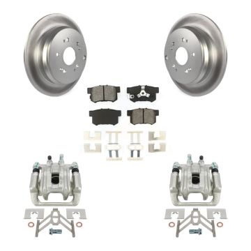 Rear Disc Brake Caliper Coated Rotors And Semi-Metallic Pad Kit For 2005-2006 Honda CR-V KCG-100268S
