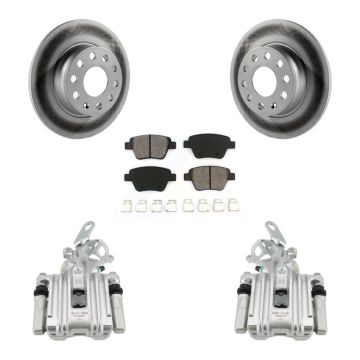 Rear Disc Brake Caliper Coated Rotors And Semi-Metallic Pads Kit For Volkswagen Jetta KCG-100271S