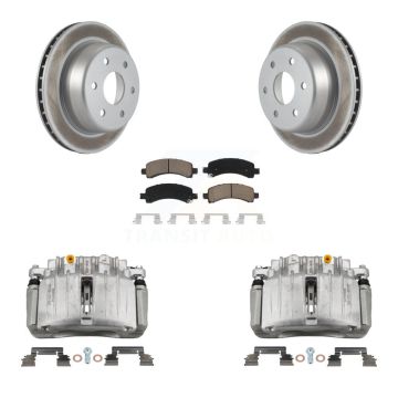 Rear Brake Caliper Coat Rotors Ceramic Pad Kit For GMC Yukon Chevrolet Tahoe XL 1500 RWD KCG-100273C