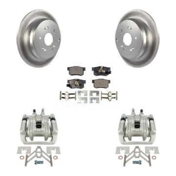Rear Disc Brake Caliper Coated Rotors And Semi-Metallic Pad Kit For Honda CR-V Acura RDX KCG-100273P