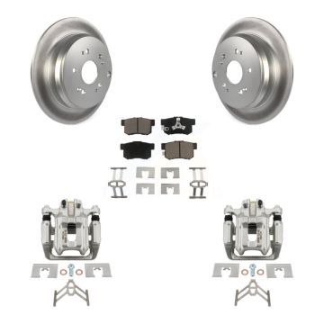 Rear Disc Brake Caliper Coated Rotors And Ceramic Pads Kit For Honda CR-V Acura RDX KCG-100276C