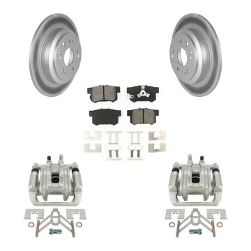 Rear Brake Caliper Coat Rotor Semi-Metallic Pad Kit For 2010-2011 Honda Accord Crosstour KCG-100276S