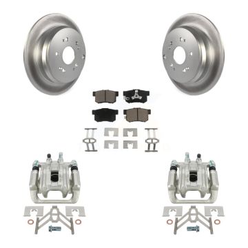 Rear Disc Brake Caliper Coated Rotors And Ceramic Pads Kit For 2005-2006 Honda CR-V KCG-100277C