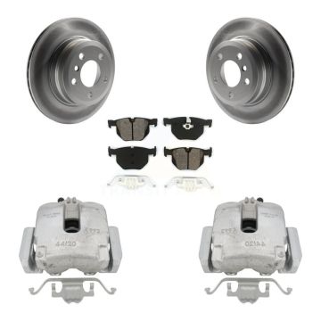 Rear Disc Brake Caliper Coated Rotors And Semi-Metallic Pads Kit For BMW X5 X6 KCG-100278S