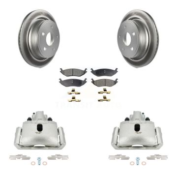 Rear Brake Caliper Coat Rotor & Ceramic Pad Kit For Ram 1500 Classic Dodge Durango Aspen KCG-100279T
