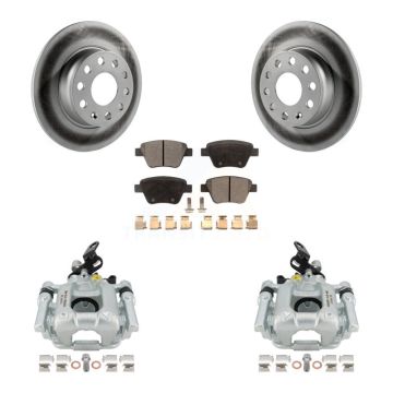 Rear Disc Brake Caliper Coated Rotors And Semi-Metallic Pads Kit For Volkswagen Jetta KCG-100280P
