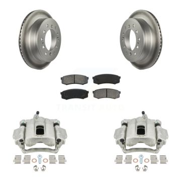 Rear Disc Brake Caliper Coat Rotor Semi-Metallic Pad Kit For 2010-2014 Toyota FJ Cruiser KCG-100280S