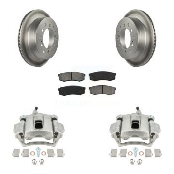 Rear Disc Brake Caliper Coat Rotors Semi-Metallic Pad Kit For Toyota 4Runner Lexus GX460 KCG-100281S