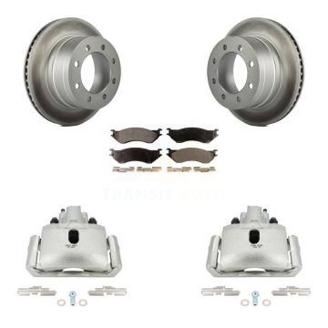 Rear Disc Brake Caliper Coat Rotors Ceramic Pad Kit For Dodge Ram 1500 With 8 Lug Wheels KCG-100281T