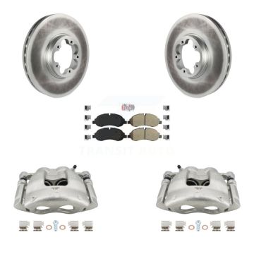 Front Brake Caliper Coat Rotors & Semi-Metallic Pad Kit For Ford Transit-250 Transit-150 KCG-100282N