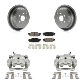 Rear Disc Brake Caliper Coat Rotor Semi-Metallic Pad Kit For Subaru Impreza Forester WRX KCG-100283S