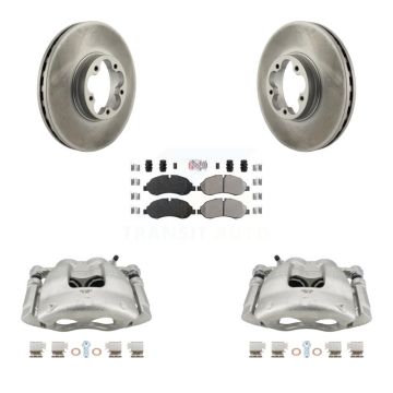 Front Disc Brake Caliper Coated Rotors And Semi-Metallic Pad Kit For Ford Transit-350 HD KCG-100284N